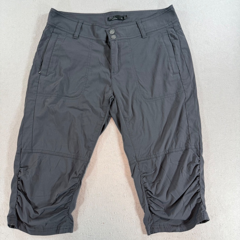 Prana Halle Cropped Hiking Pants Womens 10 Gray Ruched W41180432